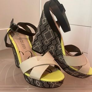 Sam and Libby wedge tribal patterned heel sandals